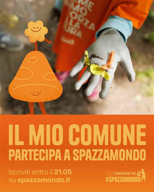 Spazzamondo 2026 sabato 23 maggio 2026 ritrovo presso l'area verde comunale in Via IV Novembre n. 26/A alle ore 09:30