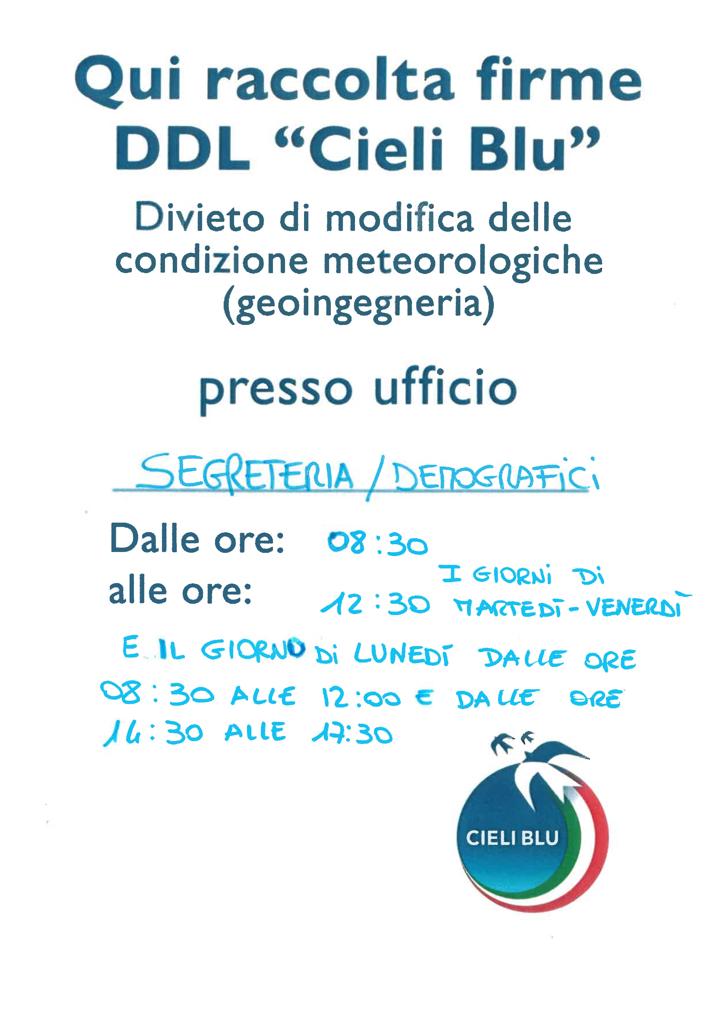 Raccolta firme - scadenza 06 novembre 2026
